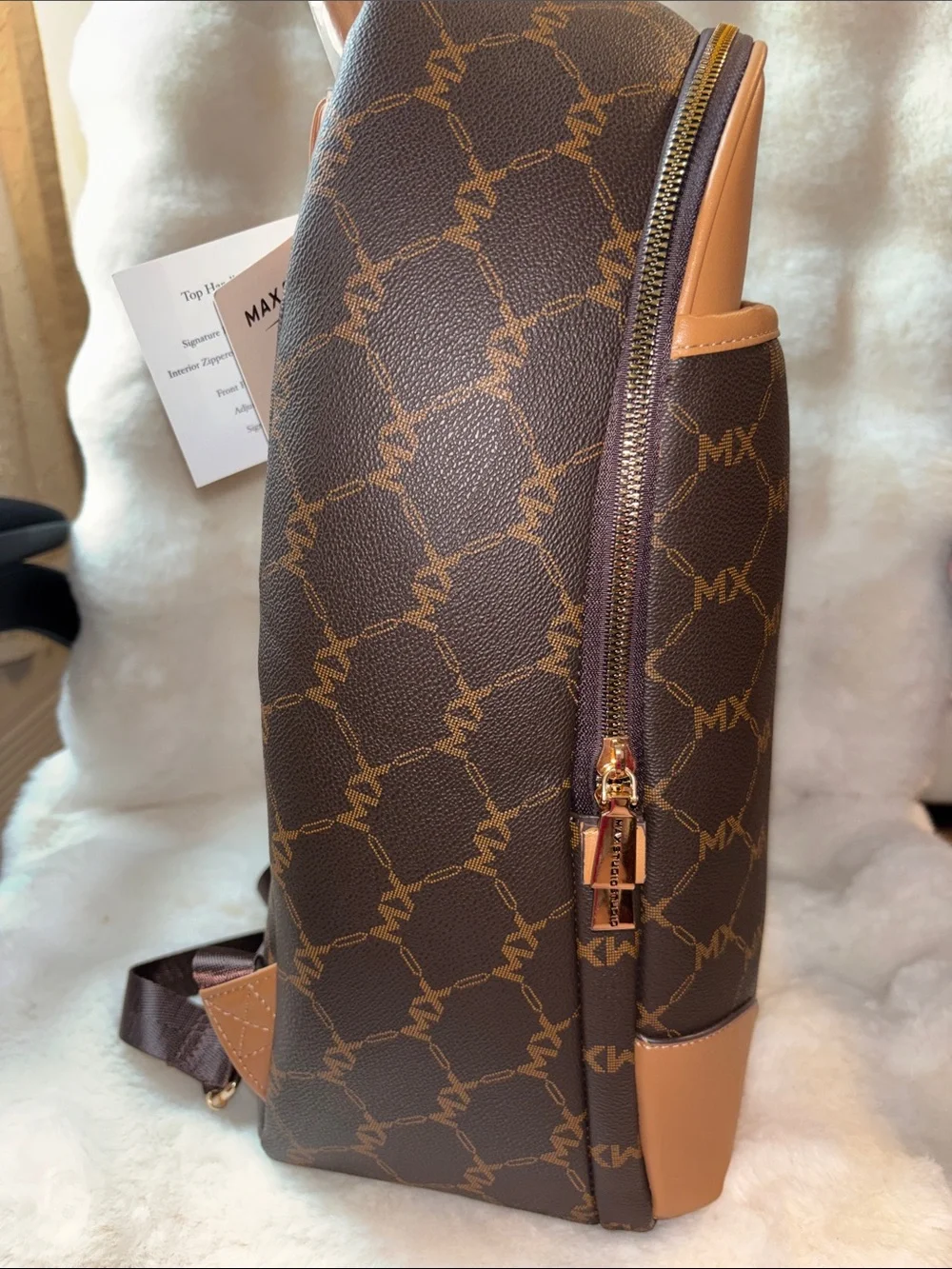 Max Studio Brown & Tan Monogram Backpack